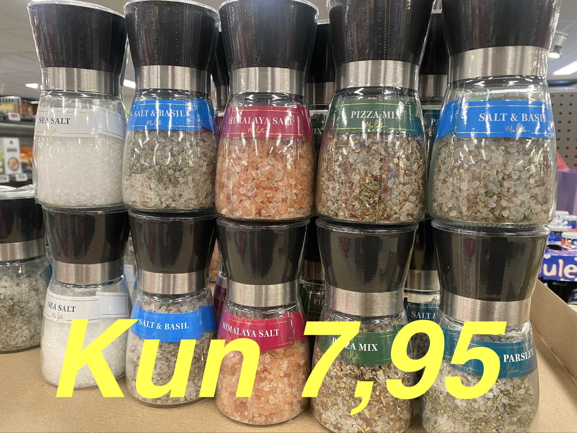 HIMALAYA SALT, FORSKELLIGE KRYDDER SALTE OG ALM. SALT I GLAS MED KVÆRN🧂
