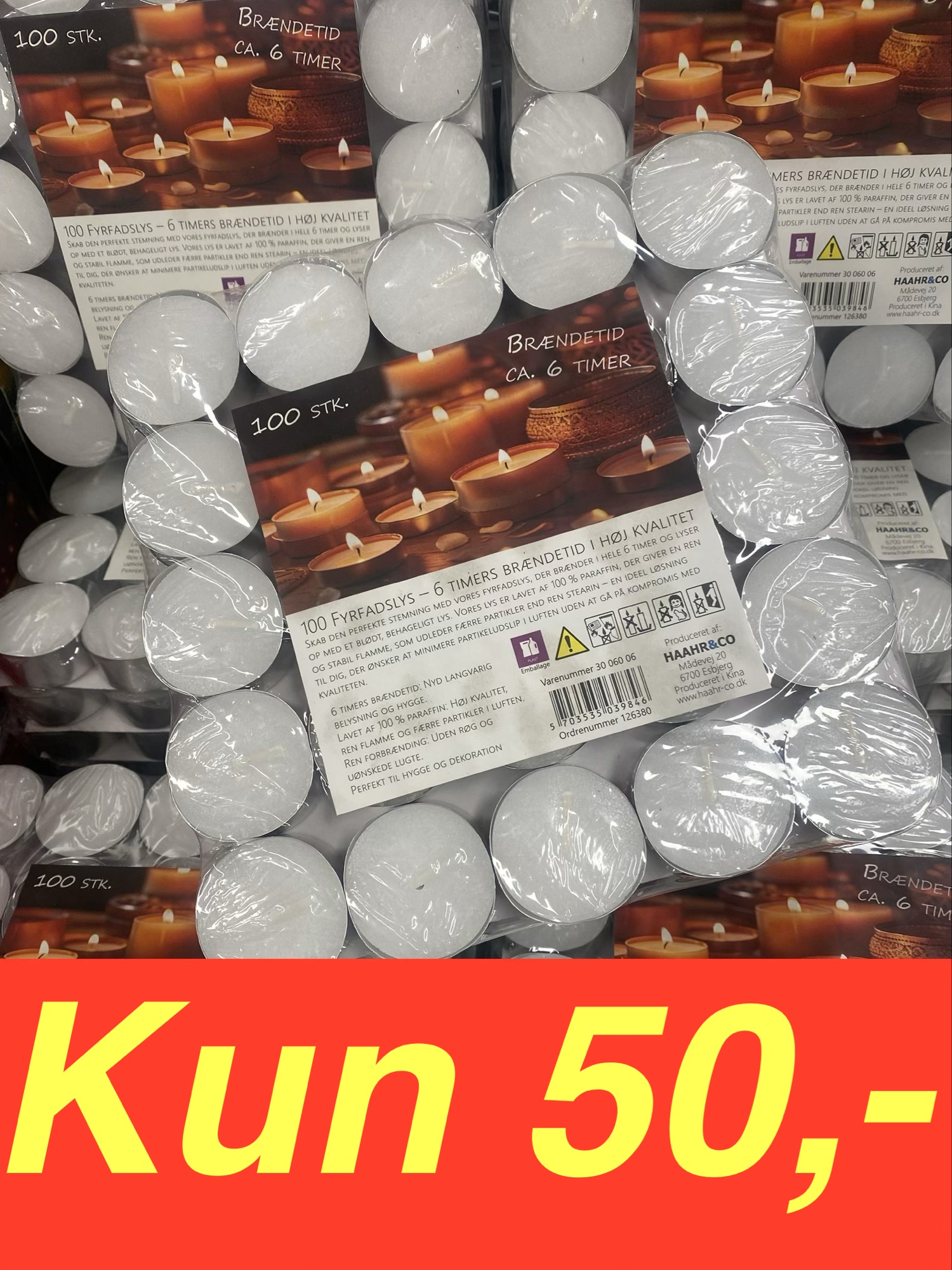 100 stk. fyrfadslys